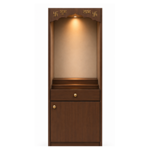 Modern Tall Mandir With LED Lighting & Storage